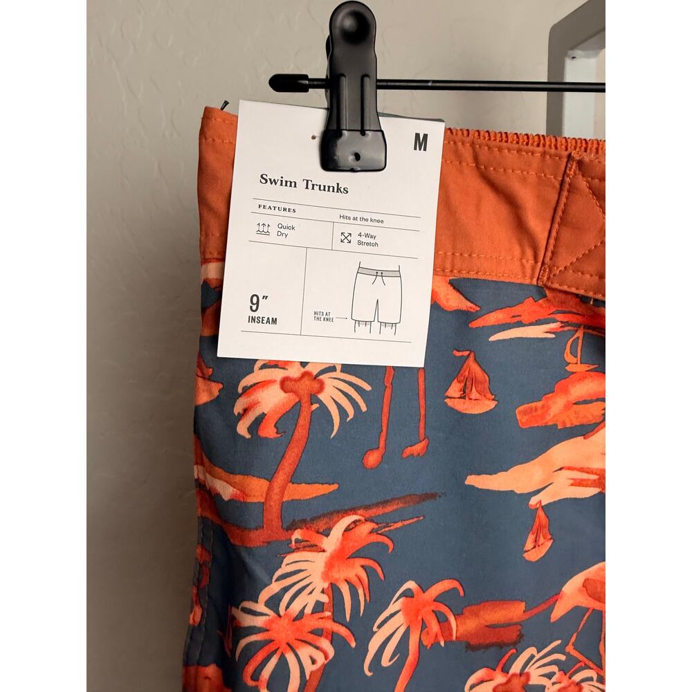 Goodfellow & Co Men’s Swim Trunks Medium Flamingo Palm Print 9” Inseam NWT - Picture 2 of 5
